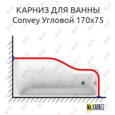 Карниз для ванны 1 MarKa Convey Угловой 170х75 Усиленный 25 мм MrKARNIZ