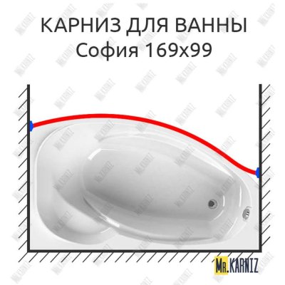 Карниз для ванны Radomir София Передний борт 169х99 Усиленный 20 мм MrKARNIZ