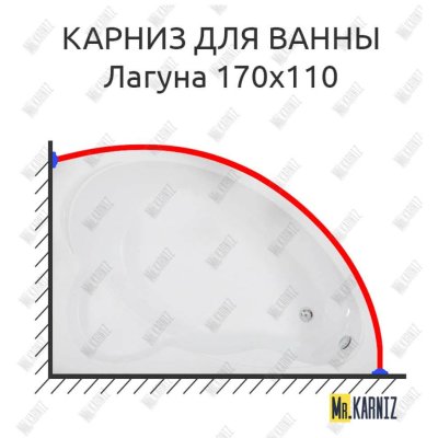 Карниз для ванны Bas Лагуна 170х110 Усиленный 20 мм MrKARNIZ