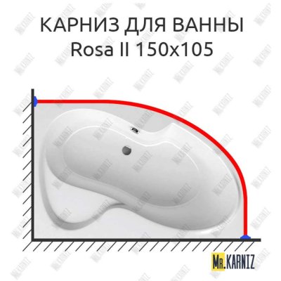 Карниз для ванны Ravak Rosa II 150х105 Усиленный 20 мм MrKARNIZ
