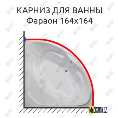 Карниз для ванны Bellrado Фараон 164х164 Усиленный 20 мм MrKARNIZ